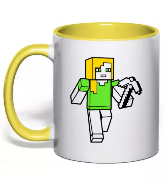 Чашка з кольоровою ручкою Алекс з киркою Сонячно жовтий фото