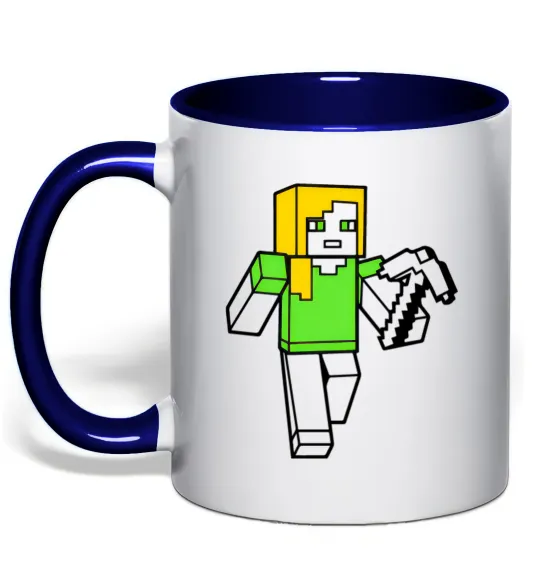 Чашка з кольоровою ручкою Алекс з киркою Глибокий темно-синій фото