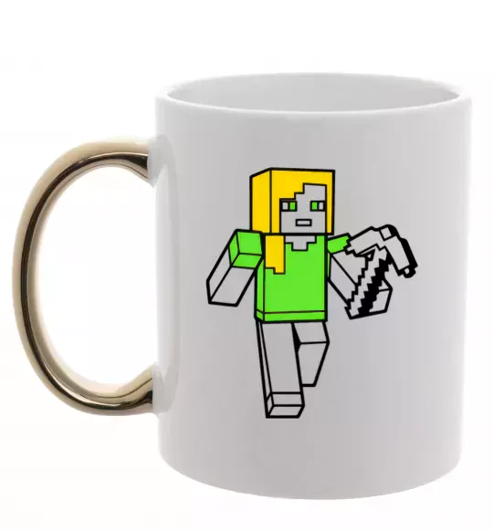 Чашка з кольоровою ручкою Алекс з киркою Золото фото