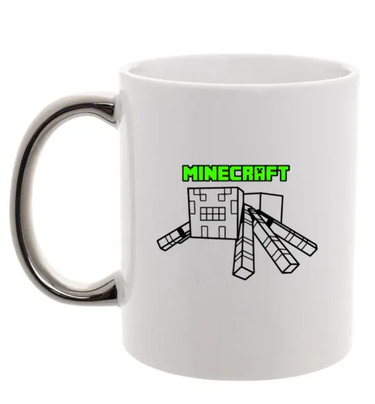 Чашка с цветной ручкой Павук Майнкрафт Серебро фото