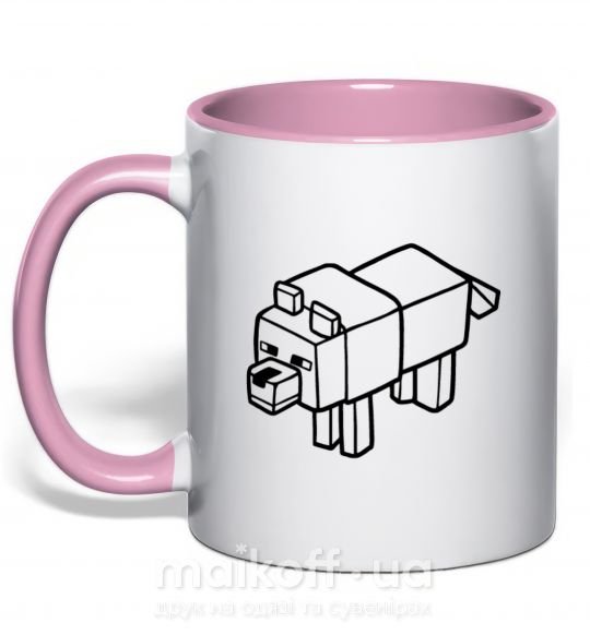 Чашка с цветной ручкой Собака Нежно розовый фото