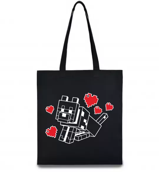 Эко-сумка Собака з сердечками Черный фото