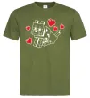 Чоловіча футболка Собака з сердечками Оливковий фото