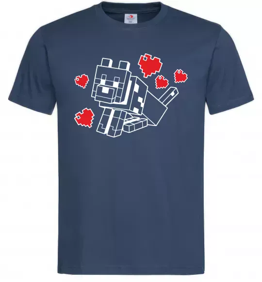 Чоловіча футболка Собака з сердечками Темно-синій фото