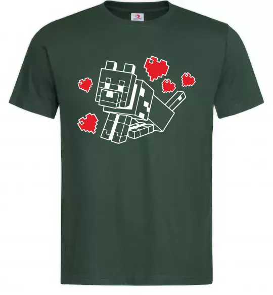 Чоловіча футболка Собака з сердечками Темно-зелений фото