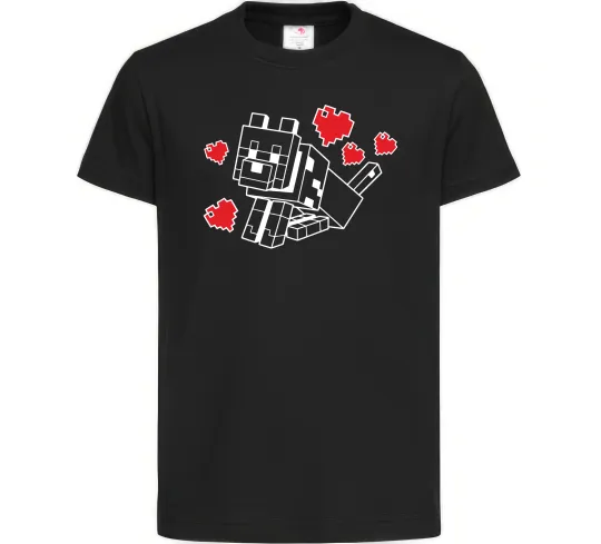 Дитяча футболка Собака з сердечками Чорний фото