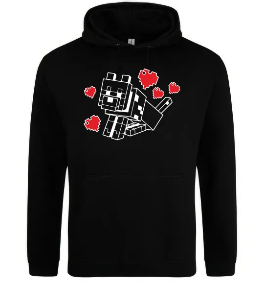 Чоловіча толстовка (худі) Собака з сердечками Чорний фото