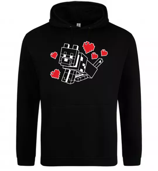 Женская толстовка (худи) Собака з сердечками Черный фото