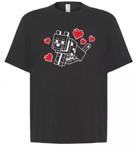 Футболка Оверсайз Собака з сердечками Чорний фото