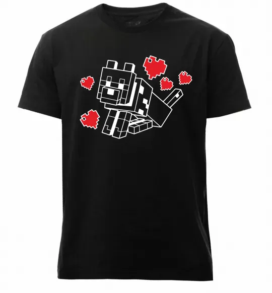 Чоловіча преміум футболка Собака з сердечками Чорний фото