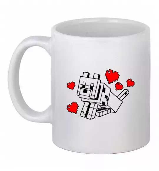 Чашка керамічна Собака з сердечками Білий фото