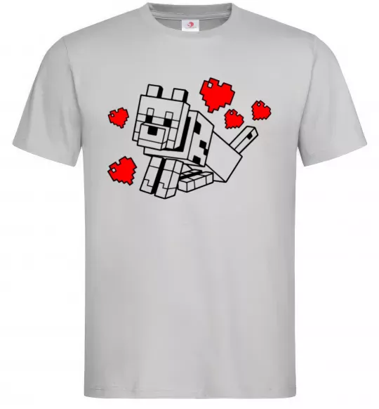 Чоловіча футболка Собака з сердечками Сірий фото