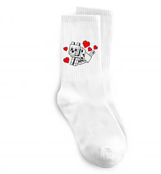 Шкарпетки Собака з сердечками Білий фото