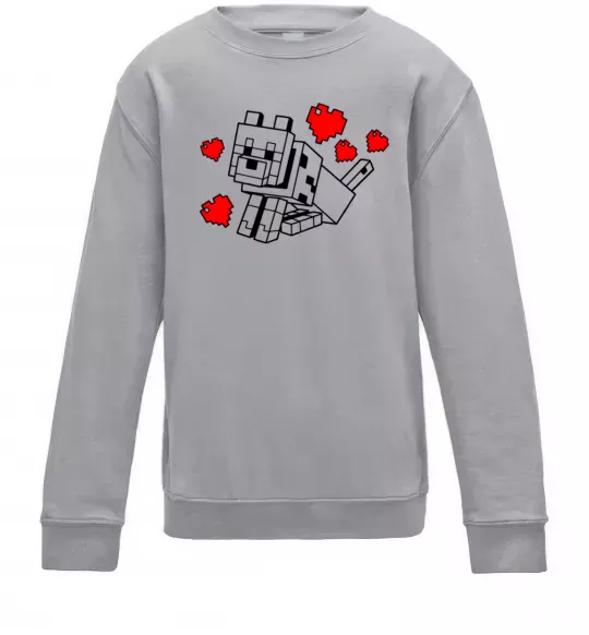 Дитячий світшот Собака з сердечками Сірий меланж фото