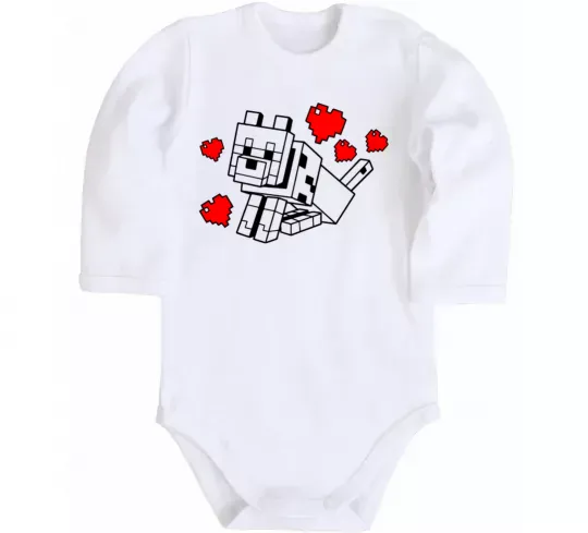 Дитячий бодік Собака з сердечками Білий фото