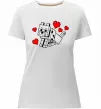 Женская премиум футболка Собака з сердечками Белый фото