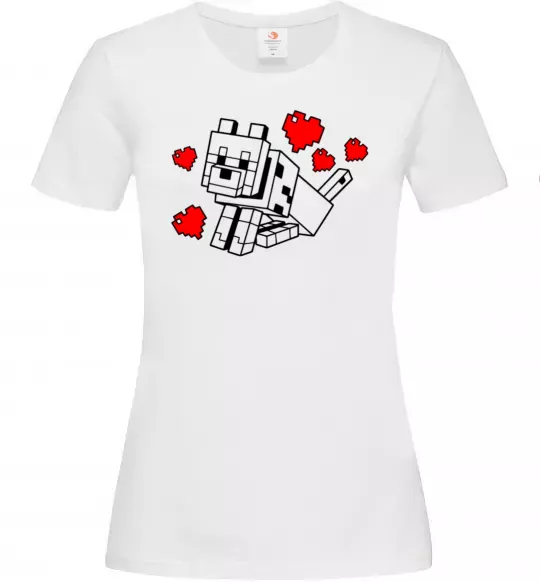 Женская футболка Собака з сердечками Белый фото