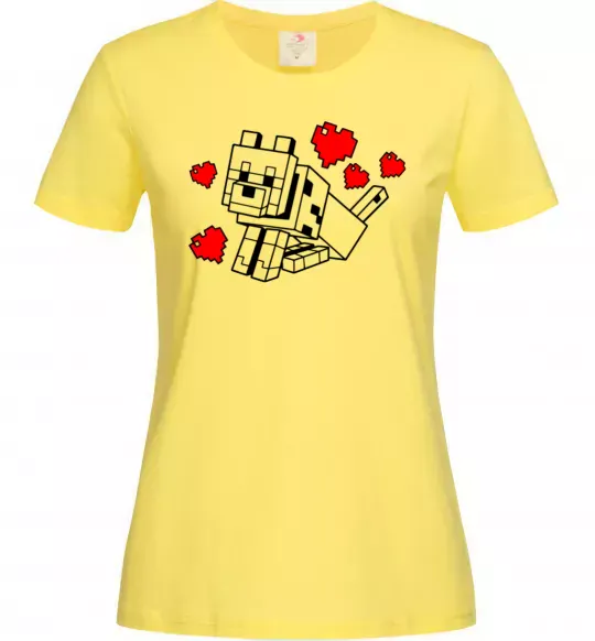 Женская футболка Собака з сердечками Лимонный фото