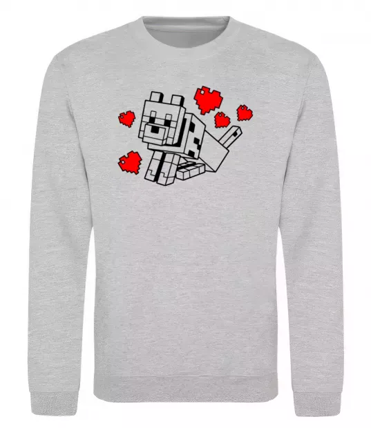 Світшот Собака з сердечками Сірий меланж фото