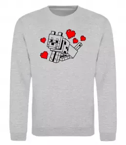 Свитшот Собака з сердечками Серый меланж фото