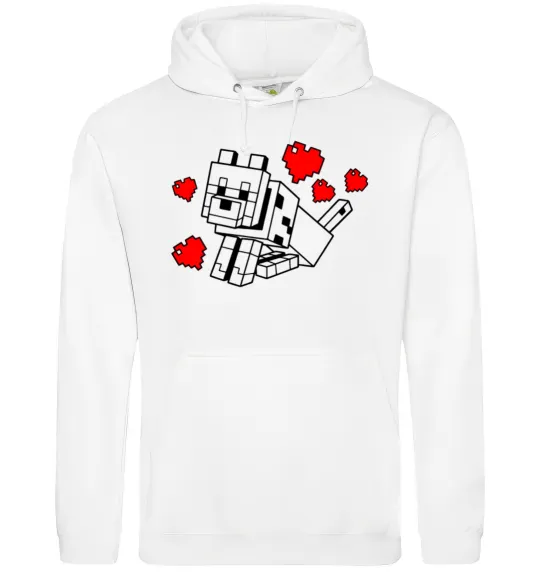 Чоловіча толстовка (худі) Собака з сердечками Білий фото