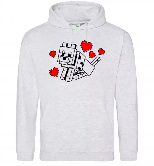 Чоловіча толстовка (худі) Собака з сердечками Сірий меланж фото