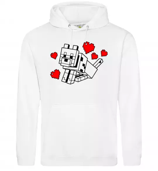 Женская толстовка (худи) Собака з сердечками Белый фото