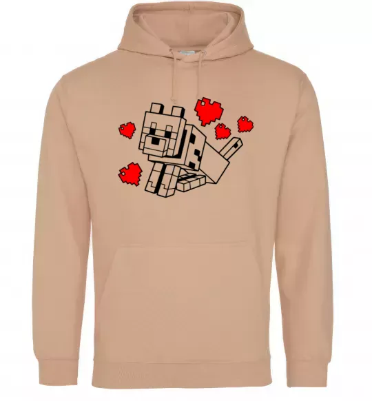 Женская толстовка (худи) Собака з сердечками Песочный фото