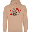 Женская толстовка (худи) Собака з сердечками Песочный Женская толстовка (худи) Собака з сердечками Песочный фото