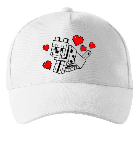 Кепка Собака з сердечками Білий фото