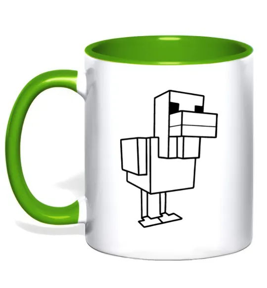 Чашка з кольоровою ручкою Качка Майнкрафт Лаймовий фото