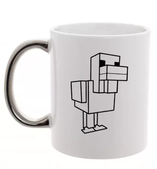 Чашка с цветной ручкой Качка Майнкрафт Серебро фото