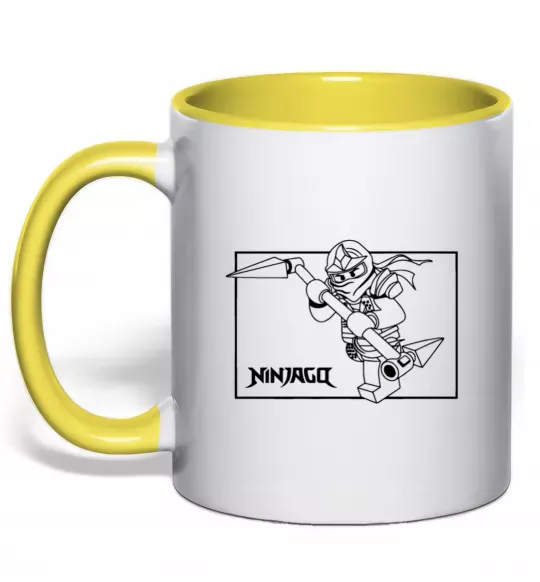 Чашка с цветной ручкой Лего ніндзяго в рамці Солнечно желтый фото