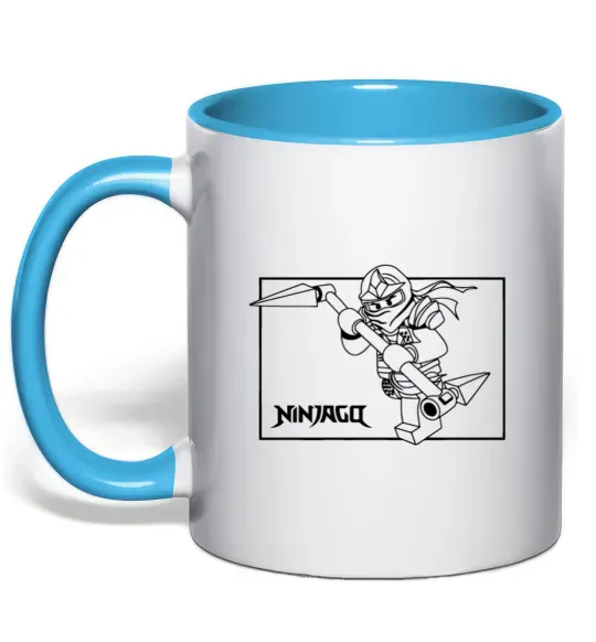 Чашка с цветной ручкой Лего ніндзяго в рамці Голубой фото