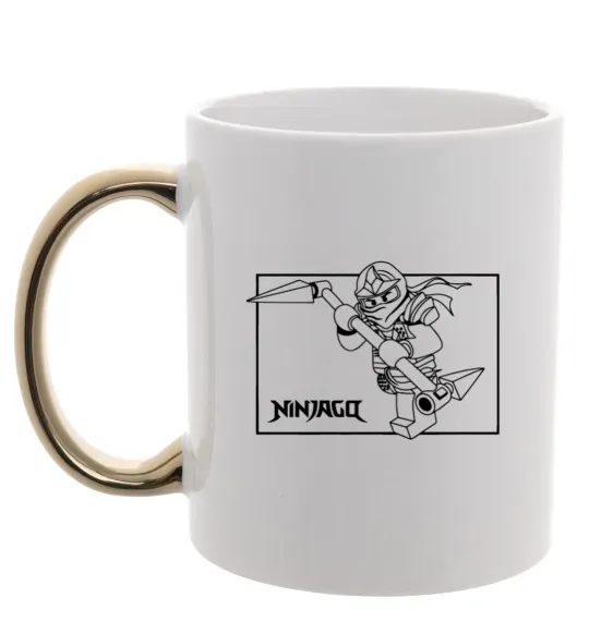 Чашка с цветной ручкой Лего ніндзяго в рамці Золото фото