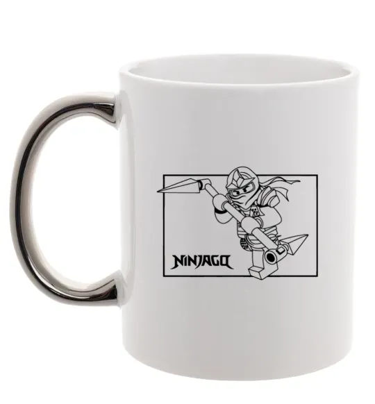 Чашка с цветной ручкой Лего ніндзяго в рамці Серебро фото