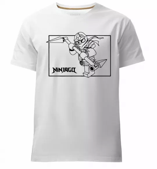Мужская премиум футболка Лего ніндзяго в рамці Белый фото