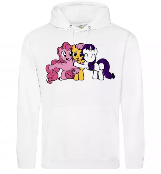 Чоловіча толстовка (худі) Раріті Флаттершай та Пінкі Пай Білий фото