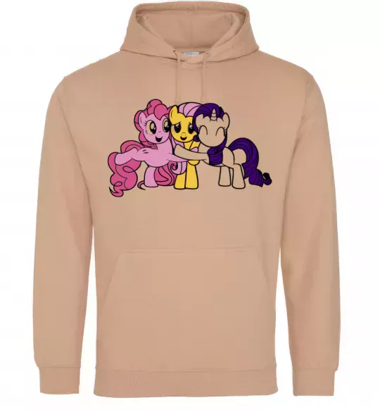 Чоловіча толстовка (худі) Раріті Флаттершай та Пінкі Пай Пісочний фото