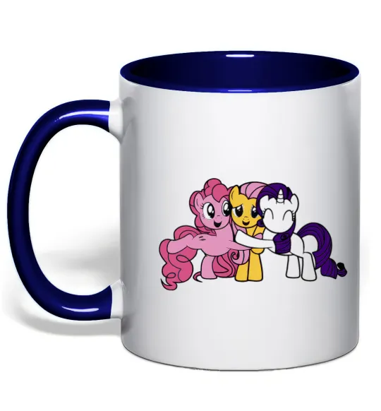 Чашка з кольоровою ручкою Раріті Флаттершай та Пінкі Пай Глибокий темно-синій фото