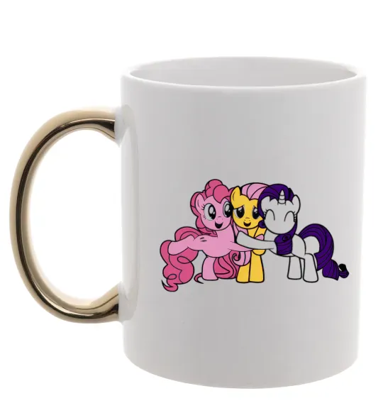 Чашка з кольоровою ручкою Раріті Флаттершай та Пінкі Пай Золото фото