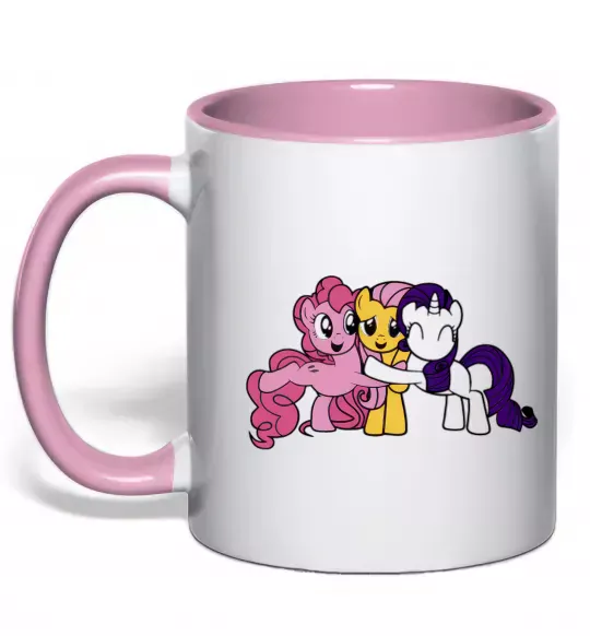 Чашка з кольоровою ручкою Раріті Флаттершай та Пінкі Пай Ніжно рожевий фото