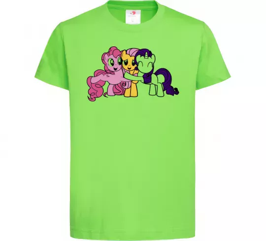 Дитяча футболка Раріті Флаттершай та Пінкі Пай Лаймовий фото