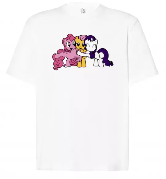 Футболка Оверсайз Раріті Флаттершай та Пінкі Пай Белый фото