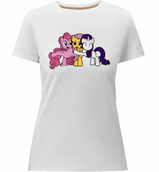 Женская премиум футболка Раріті Флаттершай та Пінкі Пай Белый фото