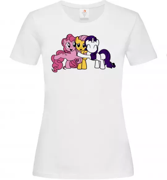 Женская футболка Раріті Флаттершай та Пінкі Пай Белый фото