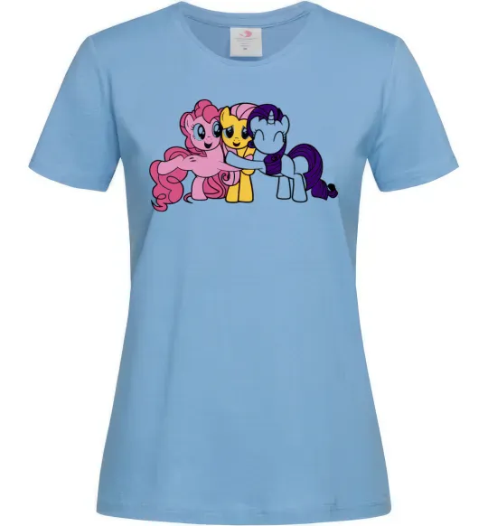 Женская футболка Раріті Флаттершай та Пінкі Пай Голубой фото