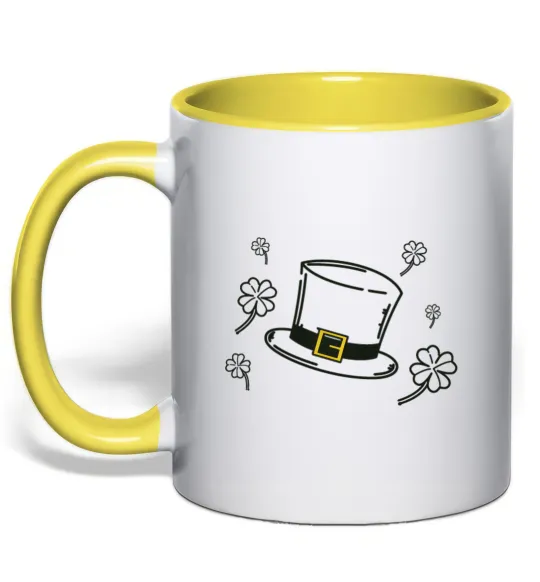 Чашка з кольоровою ручкою Шляпа Лимонний фото