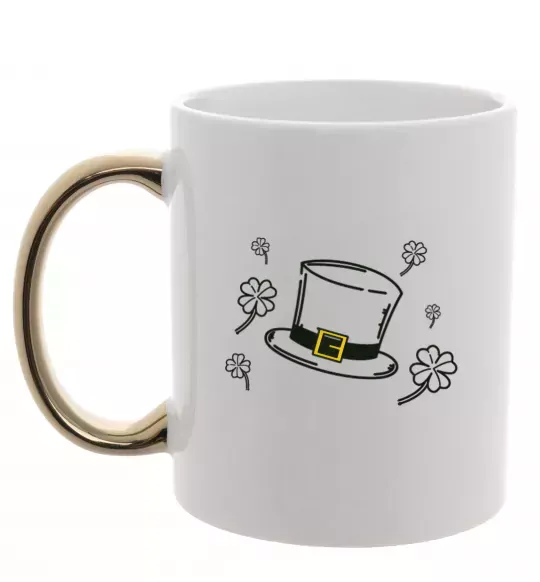 Чашка с цветной ручкой Шляпа Золото фото