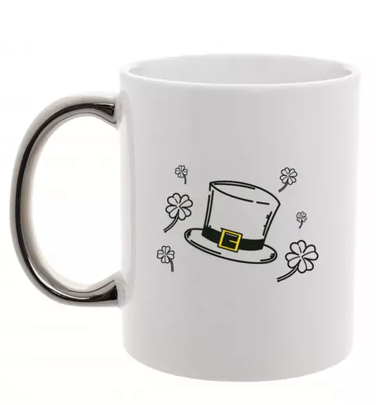 Чашка с цветной ручкой Шляпа Серебро фото